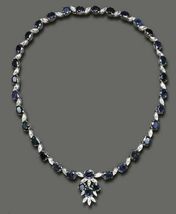 20.00 Ct Blue Sapphire &amp; Diamond Solid 14K White Gold Over Tennis Necklaces 16&quot; - £234.88 GBP