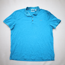 Calvin Klein Liquid Touch Mens Large Polo Shirt Blue Classic Normcore - $14.26