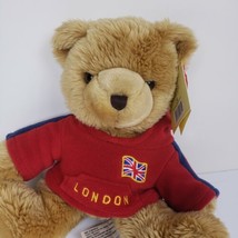 Keel Toys London Teddy Bear Plush Stuffed Red Shirt Hoodie Flag Simply Soft  - £14.56 GBP