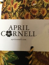 April Cornell Sunflowers 1pc Sq Tablecloth 54&quot;x54&#39;BLACK, Yellow Green Bnwt - £31.73 GBP