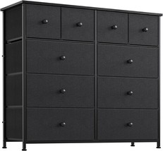 Reahome 10 Drawer Dresser For Bedroom Fabric Storage Tower Wide Black Dresser - £93.46 GBP