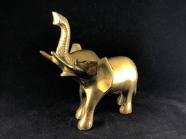 Vintage Midcentury Modern MCM Brass Elephant Figurine Sculpture Statue 6&quot; - £29.75 GBP