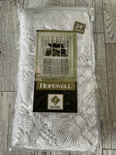 Home Fashions Lorraine Tier Pair Of Curtains White Lace 58” W X 24”L Hopewell - $12.19