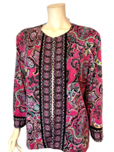 Joan Rivers Pink Paisley 3/4 Sleeve Open Lined Cardigan XL NWT - $23.74