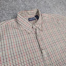 Lands End Shirt Mens 17 32 Gun Club Check Plaid Cotton Summer Camp Casual Dad - £9.27 GBP