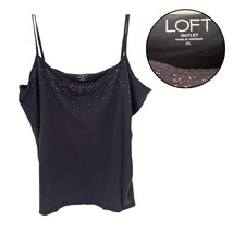 LOFT Outlet Women’s XL Black Rhinestone Sparkle Spaghetti Strap Tank Cam... - $13.66