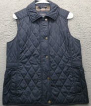 L.L. Bean Quilted Vest Womens Small Blue Sleeveless Adjustable Waist Sna... - $32.40