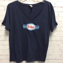 The Esso Club Womens Bella + Canvas T Shirt Blue Short Sleeve V Neck Knit M - £12.12 GBP