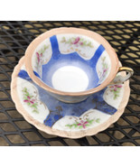 Vintage Ucagoo China Demitasse Cup &amp; Saucer Occupied Japan Blue Floral - £6.43 GBP