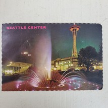 Vintage Postcard 1979 Seattle Center Washington Fountain At Night Not Posted - $11.30