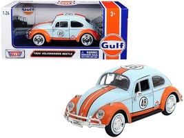 1966 Volkswagen Beetle #48 with &quot;Gulf&quot; Livery Light Blue with Orange Stripe 1/2 - £31.70 GBP