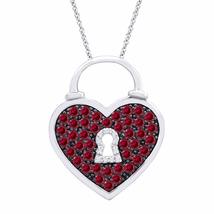 SwaraEcom 1.00 Ct Round Red &amp; CZ Simulated Diamond 14K Rose Gold Plated Heart Cl - £78.46 GBP+