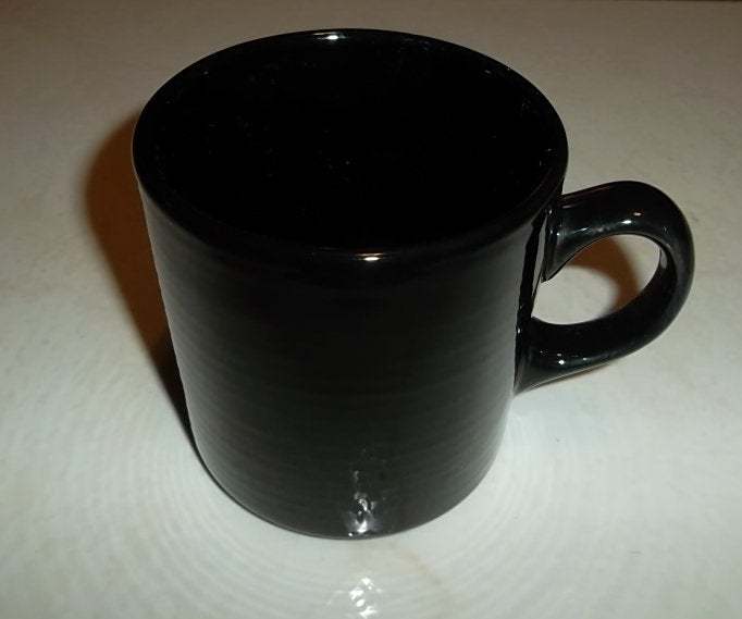 Winsome (1) Gloss Black Color China Stoneware Large Collectible Mug Look... - $16.99