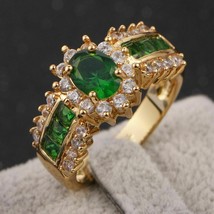2.50 Ct Simulated Women&#39;s Emerald  Gold Plated 925 Silver  Ring - £93.42 GBP