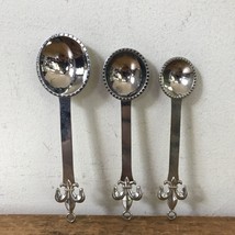 Set Lot 3 Vtg Style Shiny Stainless Steel French Fleur De Lis Measuring Spoons - £15.97 GBP