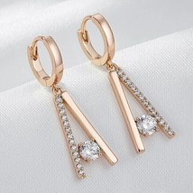 2.00Ct Round Simulated Diamond Drop/Dangle 14K Rose Gold Plated Silver Earrings - £98.47 GBP