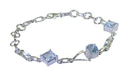 splendid Blue Topaz 925 Solid Sterling Silver Blue Bracelet wholesale US gift - £38.67 GBP