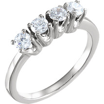 14k White Gold 4 Stone Round Anniversary Diamond Ring (1.02 Ct F,VS1-VS2) - £1,612.77 GBP