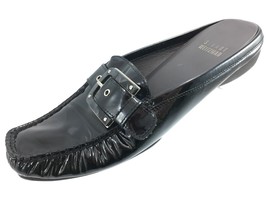 SH27 Stuart Weitzman Sz 6M Black Patent Leather Buckle Slide Shoes Moc Toe - £10.64 GBP