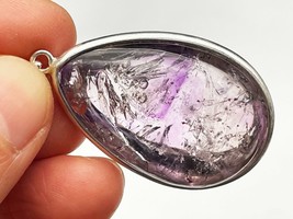 Amethyst Super Seven Moving bubble Enhydro Quartz Crystal Pendant E050108 - £372.50 GBP