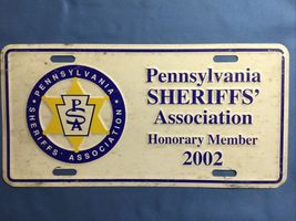 Pennsylvania￼ Sheriffs Association License Plate Honorary Member 2002 - $19.78