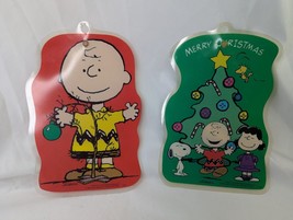 Peanuts Christmas Window Decoration Plastic Suction Cups Lot of 2 1998 - £15.99 GBP