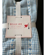Bella Lux Set of 4 Napkins Valentine’s Day Blue &amp; White Cloth Fabric 18”... - £14.29 GBP