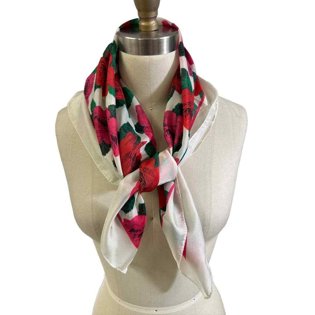 1960s RETRO VTG SARAH COVENTRY Roses Scarf 30" Square Acetate Signed Item image 5