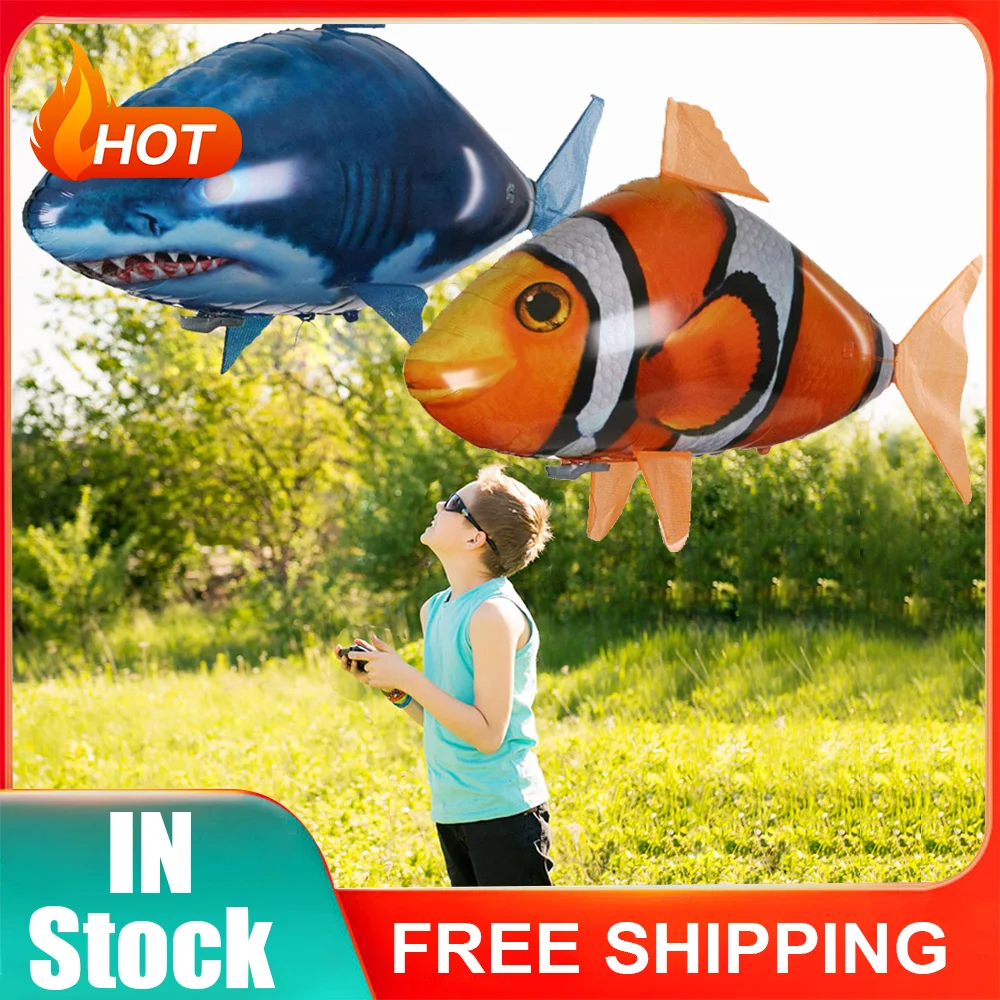 Remote Control Shark Toys Flying Toys Drone Air Swimming RC Animal Infrared F - £23.23 GBP+