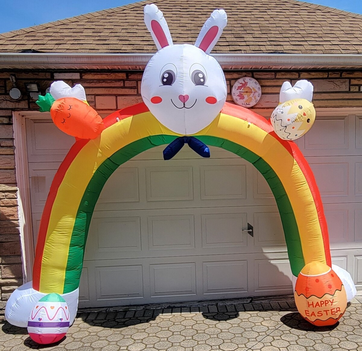 *W5) Large 10ft Holiday Inflatable Outdoor Happy Easter Rainbow Bunny De... - $148.49