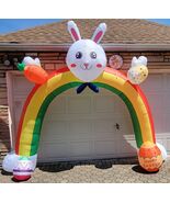 *W5) Large 10ft Holiday Inflatable Outdoor Happy Easter Rainbow Bunny De... - $2,727.95 MXN