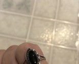Sarah Coventry Black Oval Onyx 925 Sterling Silver Ring Size 7 - $43.00