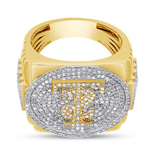 Round Simulated Diamond &quot;T&amp;S&quot; Wedding Men&#39;s Band Ring 14K Yellow Gold Over - £223.40 GBP