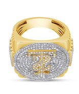 Round Simulated Diamond &quot;T&amp;S&quot; Wedding Men&#39;s Band Ring 14K Yellow Gold Over - £224.75 GBP