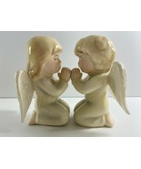 Nostalgic Praying Boy And Girl Angels Magnetic Ceramic Salt Pepper Shakers - $342.11 MXN