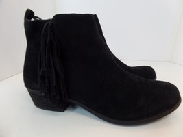 Vince Camuto &quot;VO-BRYNN&quot; Black Suede Leather Zip Booties/Decorative Fring... - £31.15 GBP