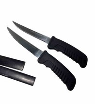 Surgical Stainless Steel Serrated Blades (lot of 2) Steak Knives Black Plastic - $12.82