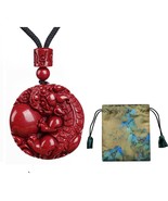  Feng Shui Necklace Red Cinnabar Pi Xiu Pixiu Pendant Necklace for Wealth  - $51.97 CAD