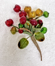 Vintage Retro Glass Bead Corsage Boutonniere Red Yellow Green 5 1/4" Long - $18.32