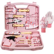 Elegant 12-Piece Gardening Tools Set, Rust-Proof &amp; Ergonomic, Pink Flora... - $68.26