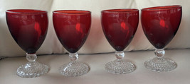 8 Vintage Anchor Hocking Red Boopie Footed Holiday Cordial Glasses Mint ... - $57.00