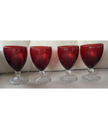 8 Vintage Anchor Hocking Red Boopie Footed Holiday Cordial Glasses Mint ... - £45.56 GBP