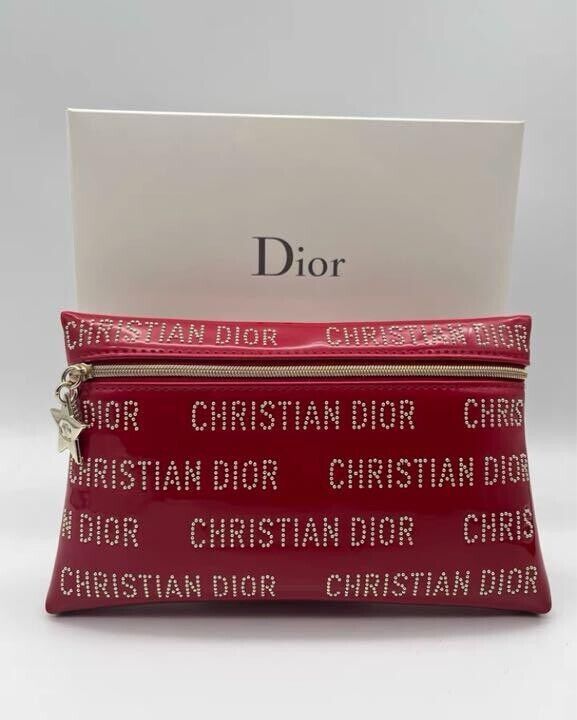 Primary image for Christian Dior Novelty Studs pouch red 12cm x19cm red gold