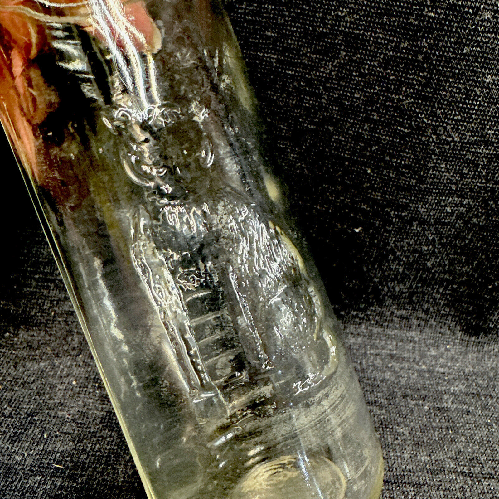 Vintage Glass 8 Ounce Baby Bottle Embossed Cat Hazel Atlas (??) - £6.27 GBP
