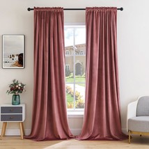 Miulee Dusty Rose Pink Velvet Curtains Thermal Insulated Blackout Curtain Drapes - £43.90 GBP