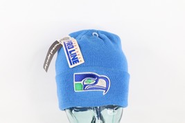 NOS Vintage 90s Seattle Seahawks Football Wool Knit Winter Beanie Hat Bl... - $74.20