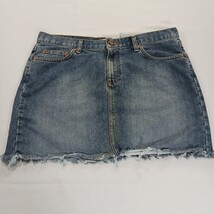 Calvin Klein Jeans ZJ29V5769 Women's Blue Denim Frayed Mini Skirt Sz 13 Waist 34 image 11