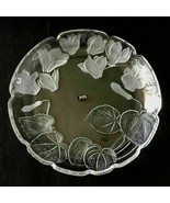 Crystal Clear Studios Vintage Etched Glass Floral Serving Platter Dish 14&quot; - £50.06 GBP