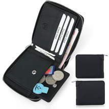 Small Leather Zipper Card Holder Wallet, Holds 4-8 Cards, Coin Pouch, Fo... - £31.91 GBP