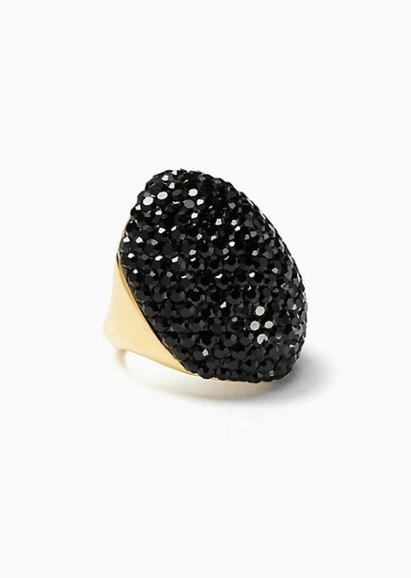 Kate Spade New York Mood Ring Gold Cocktail Pavé Statement Black Crystals 5 - $74.25